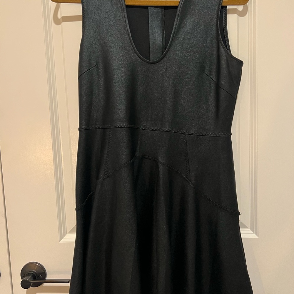 French Connection Black Leather Look Sleeveless Dress